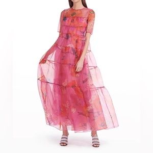 Staud HYACINTH PATCHWORK PAISLEY A-LINE ORGANZA DRESS | L